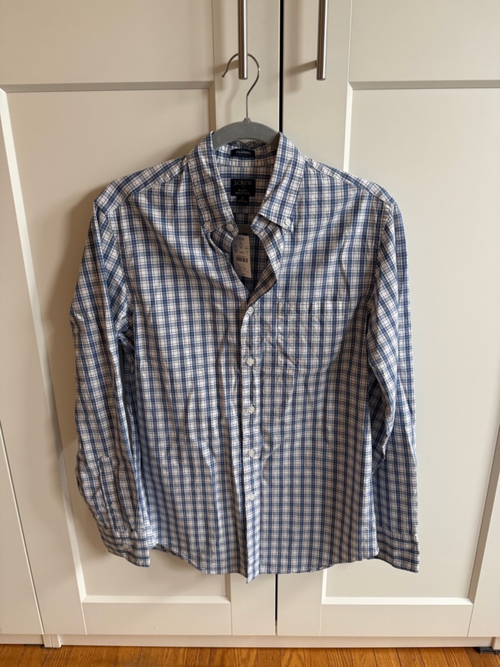 J. Crew Men’s Blue and White Checked Button-Down Shirt